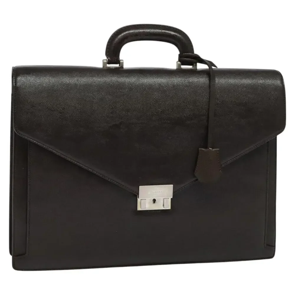 Burberry Leather Business Bag Brown